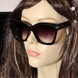 Laundry By Shelli Segal Women's Black Cat Eye Sunglasses 100% Uv Protection BNIP